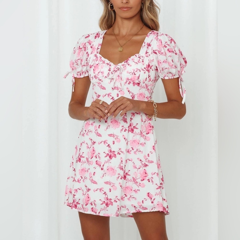 Princess Polly Pink Floral Mini Dress – Puff Sleeve Cottagecore Summer Dress - 6